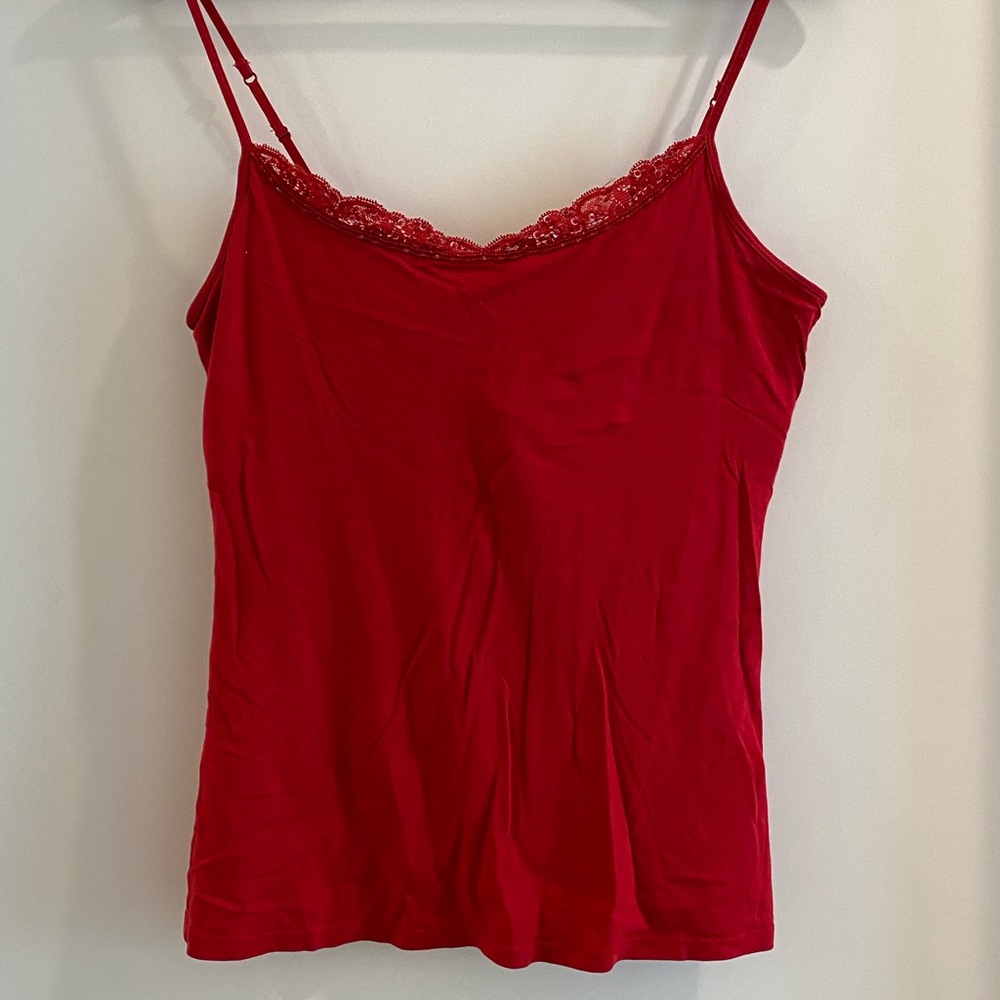 😁red tank top with beading and sequins